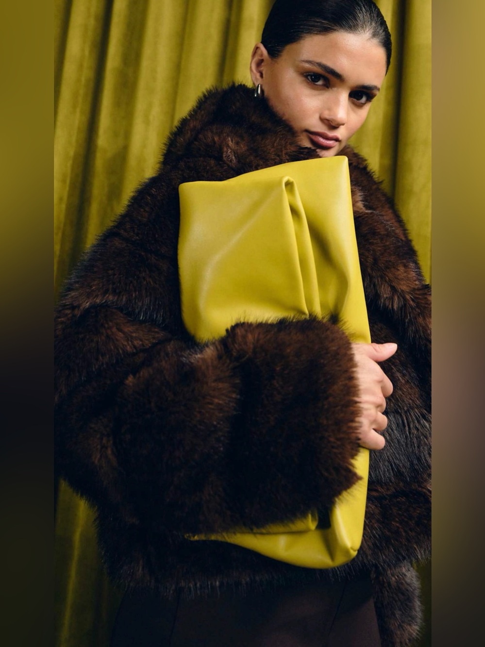 ASOS DESIGN elongated clutch bag in chartreuse